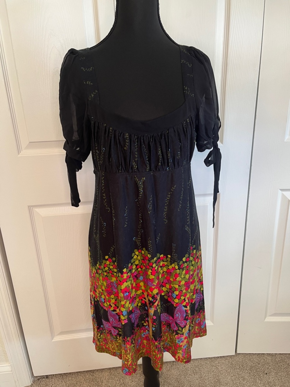 Free People Milkmaid Mini Dress Butterfly Print Size Medium Cottagecore Y2K